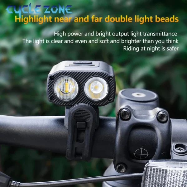 Bicycle Front Light Rechargeable MTB Mountain Road Bike Head Lamp Flashlight for Night Riding Power Display Cycling Accessories - Image 4