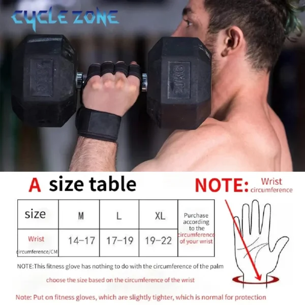 Half Finger Weight Training Gloves for Men Women Fitness Sports Wrist Palm Protector Gloves Anti-slip Gym Cycling Gloves Black - Image 2