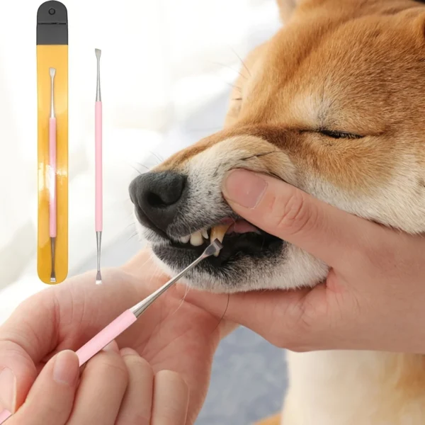 1pc Pet Dog Tooth Cleaner Stainless Steel Tartar Removers Scraper Kit Pet Oral Cleaning Tools Double Headed Tartar Accessories - Image 1