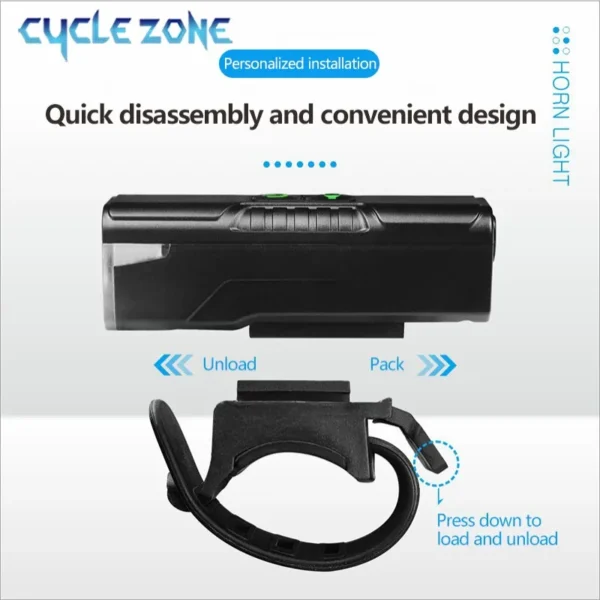 2-in-1 Bicycle Horn Light TYPE-C Rechargeable Bike Headlight Flashlight Bicycle Bell Lantern MTB Front Lamp Cycling Accessories - Image 4