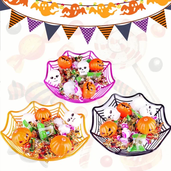 1PC - Halloween Props Spider Web Water Fruit Basket Holiday Snack Storage Plate Candy Plate Decoration - Image 7