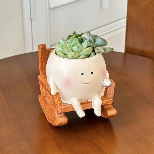Cute Chair/Swing Smiling Face Little Devil Flower Pot Creative Swing Succulent Plant Flower Pot Garden Home Decoration - Image 4
