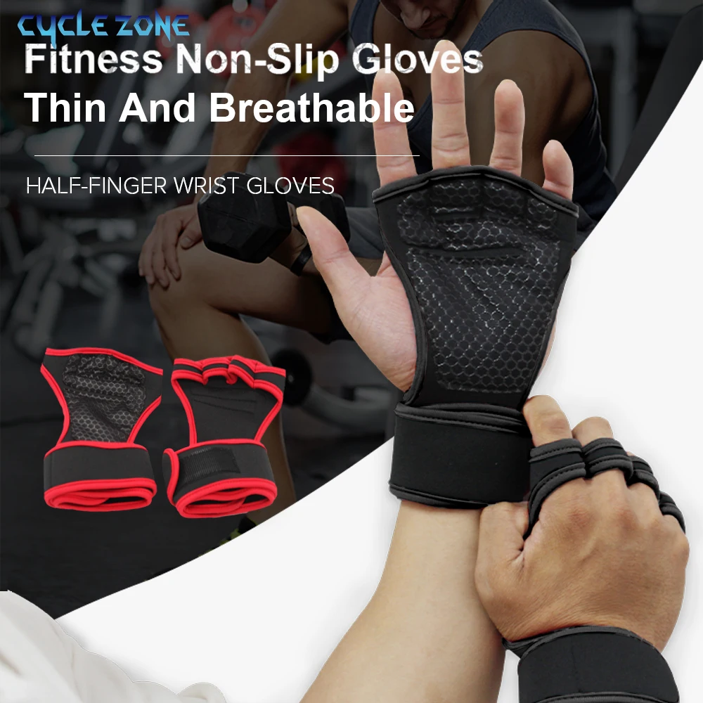 kf-S9b8b6e8136fd4c0dbe9a351863b956c3n Half Finger Weight Training Gloves for Men Women Fitness Sports Wrist Palm Protector Gloves Anti-slip Gym Cycling Gloves Black - Image 1