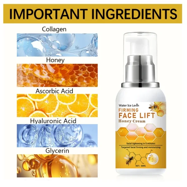 Honey Instant Face Lift & Firm Skin Cream Sustainable Face Lifting Reduces Fine Lines Gentle Moisturizing Care Cream - Image 2