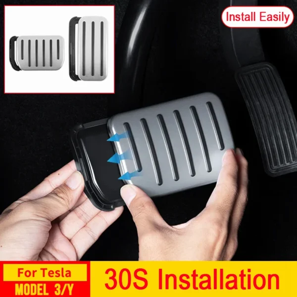 Easy Install Brake Accelerator Pedal Cover for Tesla Model Y 2023-2025 Launch Model 3 Highland Aluminum Foot Pad Car Accessories - Image 2