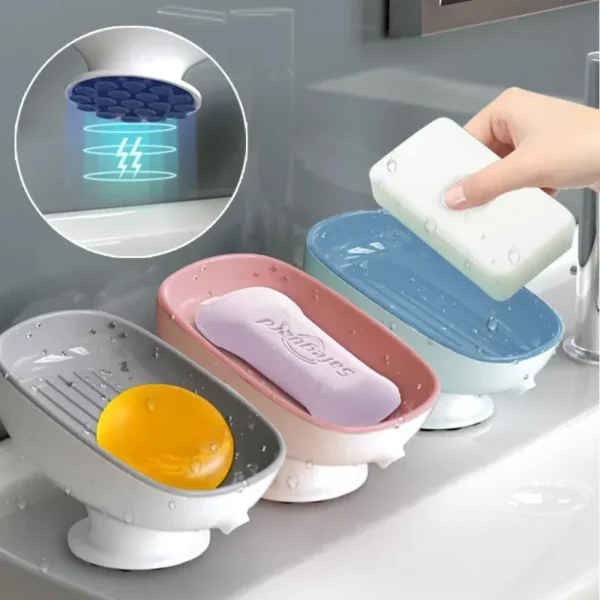 kf-S9e1d2f0ddc5b4242aa2da8d34ab74741q 1Pc Bathroom Soap Dish Holder, Self-Draining Soap Tray, Portable Soap Container, S Container for Bathroom Accessories - Image 1