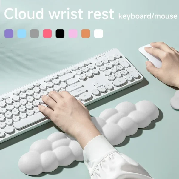 Cloud Shape Wrist Rest Pad Soft PU Bottom Material Memory Foam Anti-Slip Rubber Base Office Keyboard Mouse Support Wrist Pad - Image 2
