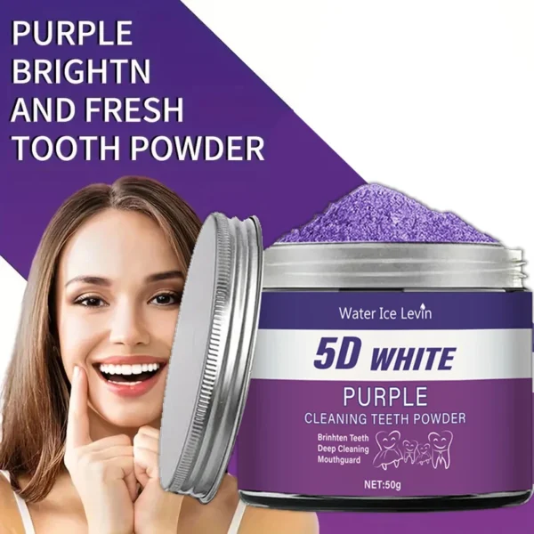 Purple Teeth Whitening Powder, 50g - Deep Cleaning and Teeth Cleaning Powder, Fresh Breath Toothpaste, Natural Pearl Essence - Image 4