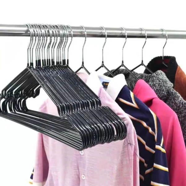 10pcs-Non-Slip Coated Metal Suit Coat Hangers Heavy Duty Clothes Hangers Metal Shirt Jacket Hanger with Round Notches for Dress - Image 2