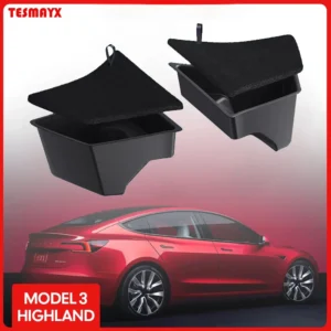 For Tesla Model 3 highland 2024 2025 Rear Trunk Side Storage Box with Cover Tail Boot Organizer Partition Decoration Accessories
