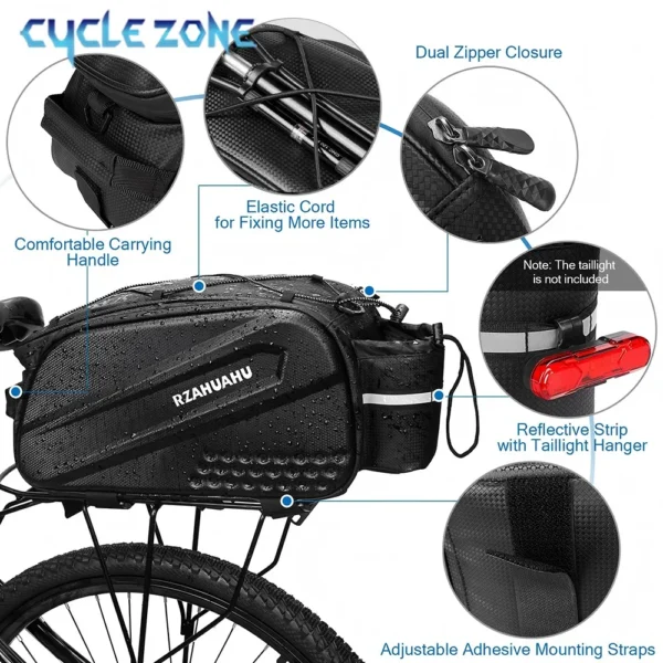 Large Capacity Bicycle Bag Bike Rear Seat Bag Multifunctional Shoulder Handbag Rack Bags Waterproof Cycling Seat Saddlebag 10L - Image 2