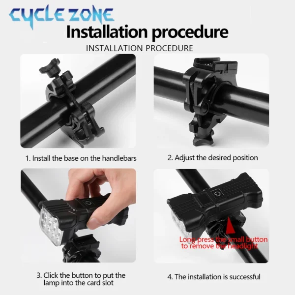 12 LED Bike Light with Horn Rechargeable Bicycle Front Light MTB Bicycle Head Lights Cycling Bike Safety Lamp for Night Riding - Image 6