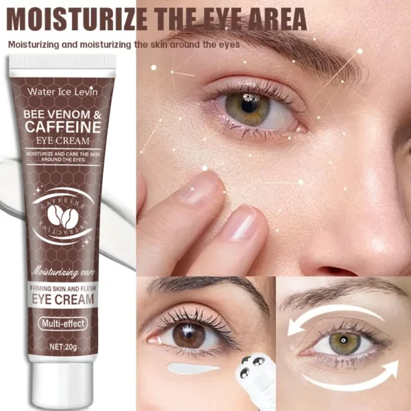Natural Caffeine Powerful Moisturizing Firming Eye Cream 20g for Puffy and Dark Circles Post-Lifting Area after Using, Reduce Wrinkles and Aging, Light Beige Relaxation - Image 2