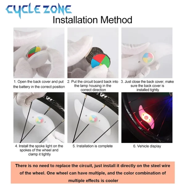 Bike Wheel Spoke Light Tire Lights 3 Mode LED Tyre Tire Flash Lamp Bike Safety Warning Easy to Install MTB Bicycle Accessories - Image 5