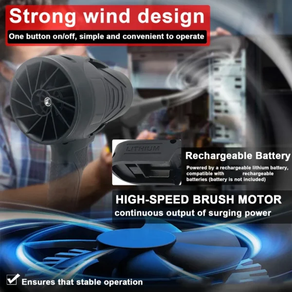 Brushless Stepless Speed Handheld Air Blower - High-Power Dust Cleaner & Air Gun for Makita Battery - Image 2