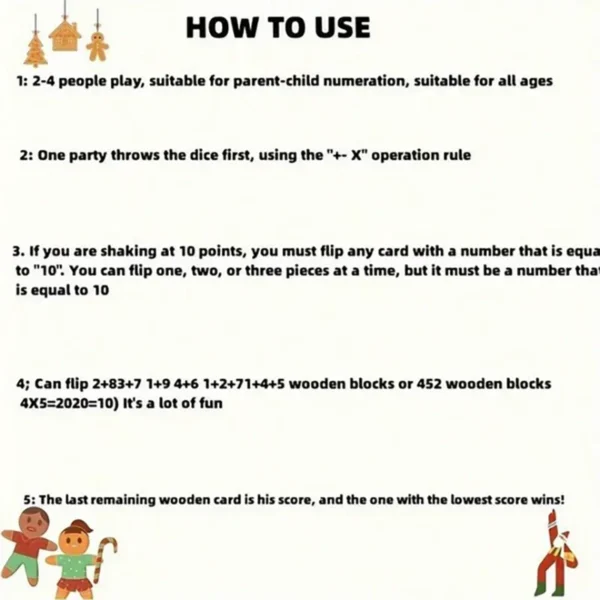 Classic 4 Sided Wooden Board Game With 2 Dice And Shut-The-Box Instructions, Classics Tabletop Version And Pub Board Game - Image 6