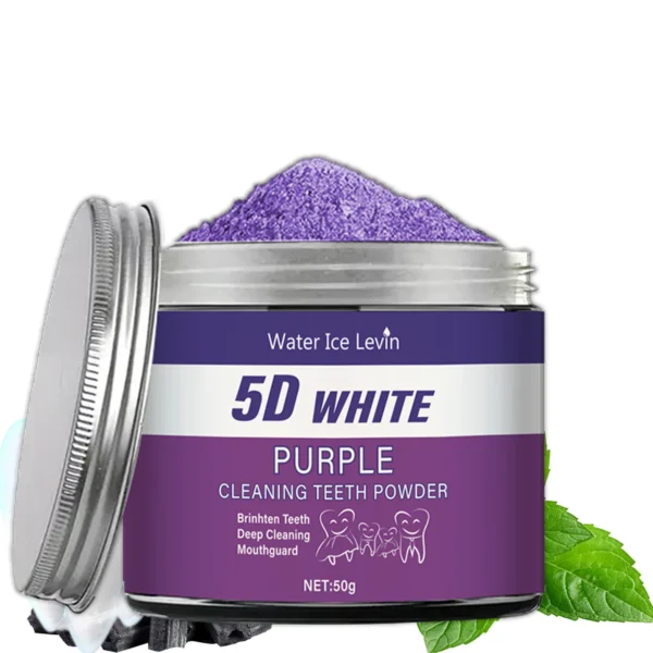 Purple Teeth Whitening Powder, 50g - Deep Cleaning and Teeth Cleaning Powder, Fresh Breath Toothpaste, Natural Pearl Essence - Image 7