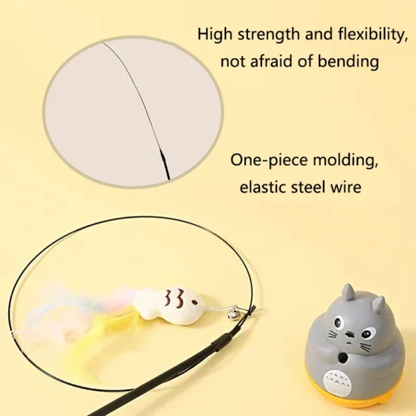 New cat funny cat stick steel wire long pole feather cute cat toy kitten fishing rotating self-pleasure relief pet toy - Image 5
