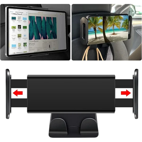 For Tesla Model 3/Y Back Seat Phone Holder with 2 hooks 360° Rotate Stand Auto Headrest Bracket Support For Tablet PC iPad Mini - Image 5