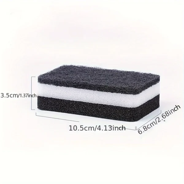 Thickened Double-sided Dishwashing Sponge Black Sandwiched White Stain Removal Scouring Cloth Cleaning of Pots Bowls Sinks Rag - Image 6