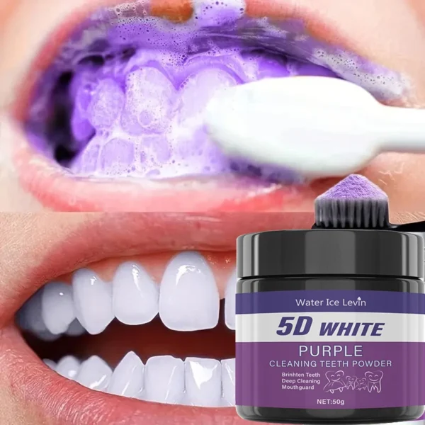 Purple Teeth Cleaning Powder - Sulfate-Free, Deep Cleaning and Polishing, Whitens Teeth in 5 Days, Portable for Daily Use and Travel - Image 7