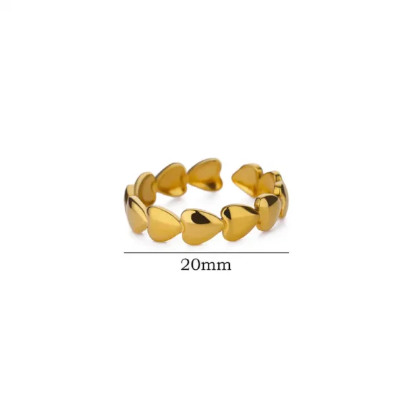 Stainless Steel Heart Rings For Women Opening Adjustable Gold Color Heart Ring Wedding Couple Christmas Jewelry Party Gifts - Image 6
