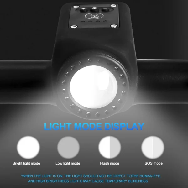 Bike Horn Light 110DB USB Rechargeable Bicycle Front Light Electric Bell Remote Control Horn Bike Light Night Cycling Accessorie - Image 3