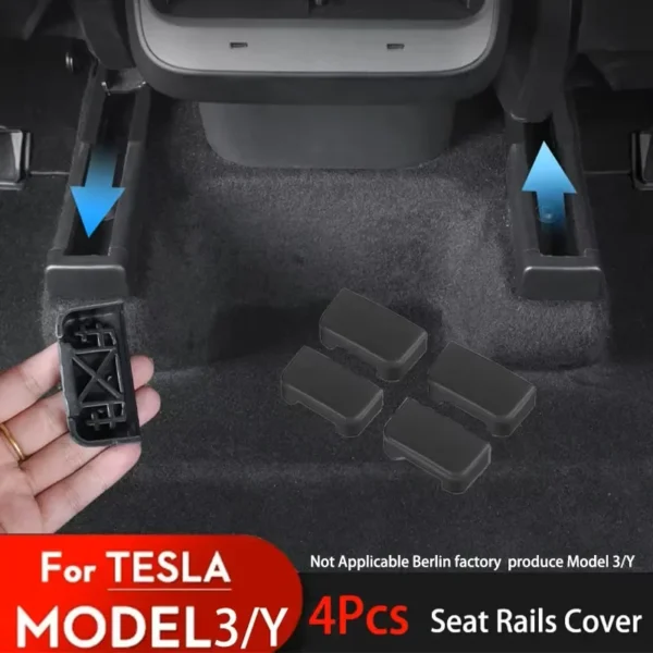 kf-Sadeaf1978839408885320ed9296ffa0cP 4pcs Seat Rail Cover Protector For Tesla Model 3 Y Juniper 2025 Accessories Rear End Pieces Backseat Slide Protection Anti-kick - Image 1