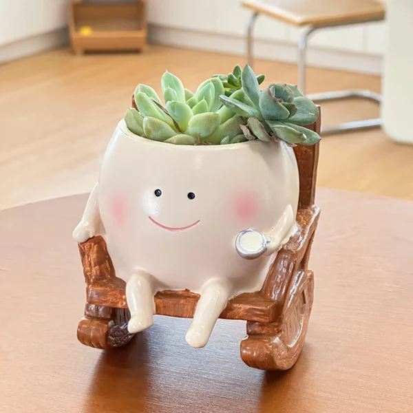 Cute Chair/Swing Smiling Face Little Devil Flower Pot Creative Swing Succulent Plant Flower Pot Garden Home Decoration - Image 3