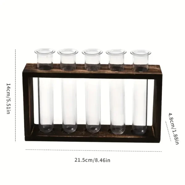 Creative Retro Hydroponic Green Plant Test Tube Vase Series Wooden Frame Vase Office Desktop Decoration Home Decoration - Image 3