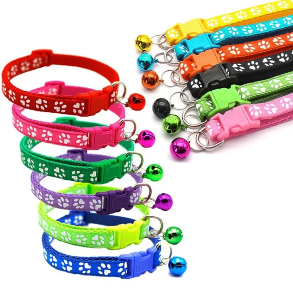 Pet cat bell collar dog print cat collar multiple colors optional necklace ring cat rope collar pet supplies - Image 2