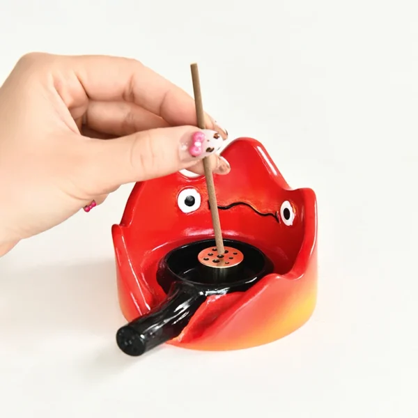 Anime Peripheral Howl's Mobile Castle Cartoon Cute Calcifer Inserting Incense Intocandlestick Holder Desktop Decoration - Image 4
