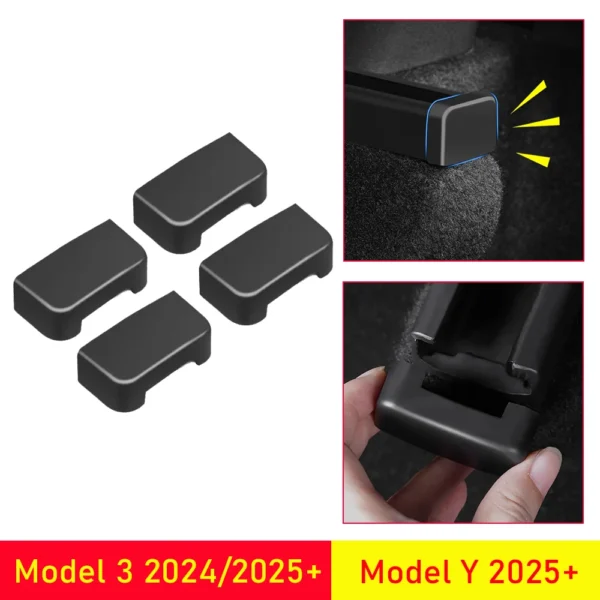 kf-Sb2775ef916884ddbb466ce174c628fc6t 4pcs Seat Rail Cover Protector For Tesla Model 3 2025 Model Y Juniper Accessories Front Rear End Piece Backseat Slide Protection - Image 1