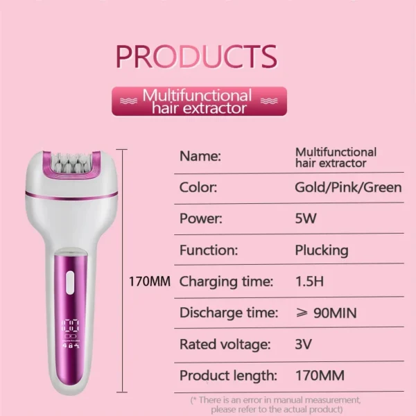3in1 Rechargeable Women Epilator For Face Body Electric Shaver Female Hair Removal Bikini Trimmer Leg Lady Shaver Callus Remover - Image 6