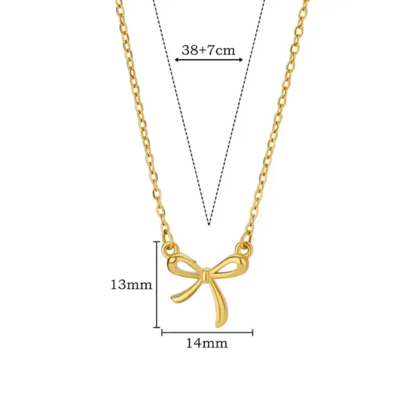 Stainless Steel Bowknot Lucky Necklace For Women Gold Color Korean Necklaces Female Aesthetic Choker Jewelry Daily Accessories - Image 6