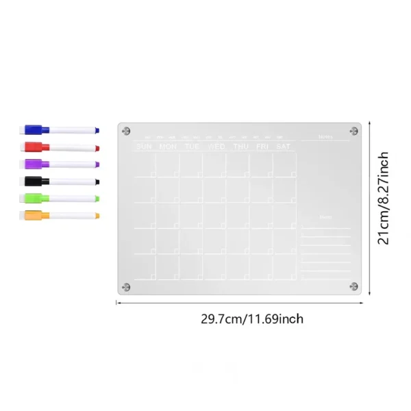 1pc Large Three-dimensional Transparent Acrylic Monthly Weekly Plan Notepad Message Board Erasable Display Board - Image 6