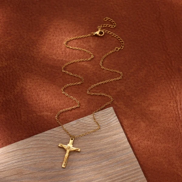 Stainless Steel Jesus Cross Necklace For Women Men Gold Color Caravaca Angels Crucifix Charm Choker Rapper Jewelry Hip Hop Gift - Image 5