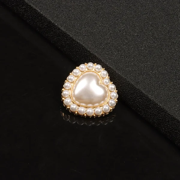 10PCS Pearl Heart Button - Image 3