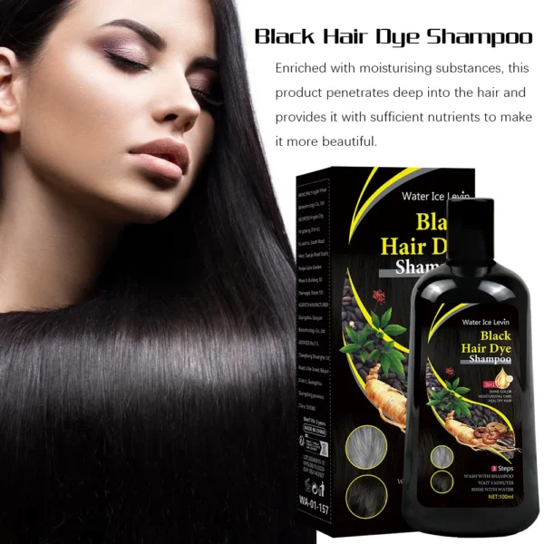 New 100ml Black Hair Color Dye Hair Shampoo Cream Organic Permanent Covers White Gray Shiny Natural Ginger Essence For Women Men - Image 4