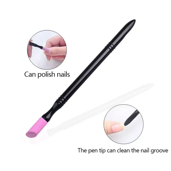 1pc/5pcs Nail File Cuticle Stone Pusher Nail Sanding Sticks Nail Art Pen Cuticle Remover Trimmer Buffer Manicure Tools - Image 3