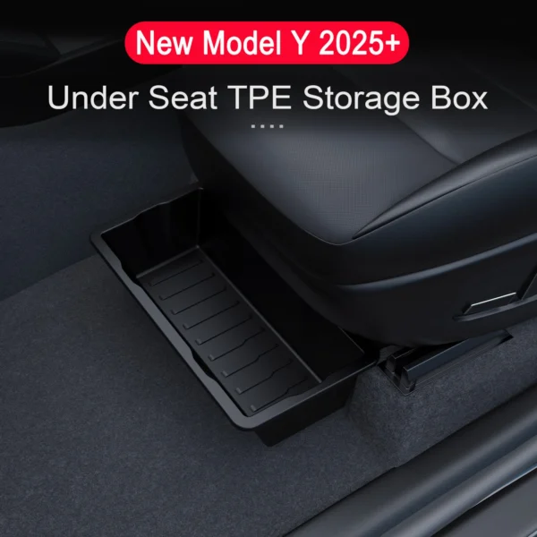 TPE Under Seat Storage Box For Tesla Model Y Juniper 2025 Center Console Organizer Bin Front Backseat Bag Trash Tray Accessories - Image 2
