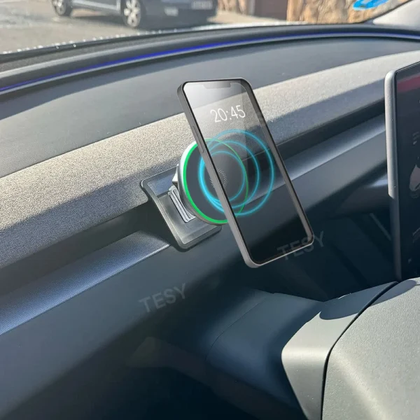Phone Holder Mount Magnetic Wireless Charger 15W Compatible with MagSafe For Tesla Model Y Juniper Launch 2026 Model 3 Highland - Image 4