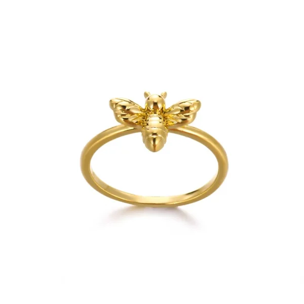 Fashion Bee Rings For Women Design Gold Color Stainless Steel Bee Ring Wedding Engagement Christmas Jewelry Gift - Image 3