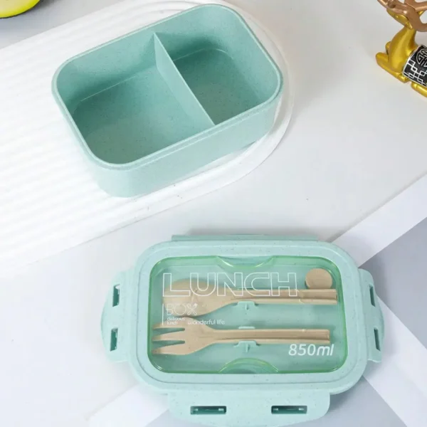 1pc lunch box, lunch box, office worker's day solid color square shaped, sealed with tableware, microwave oven meal box - Image 4