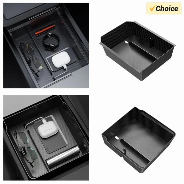 kf-Sbac4aef0e8c548f4a766f63544a807fc4 Storage Box for Tesla Model Y Juniper Launch 2025 Model 3 Highland Organizer Accessories Center Console Trays Hidden Cup Holder - Image 1