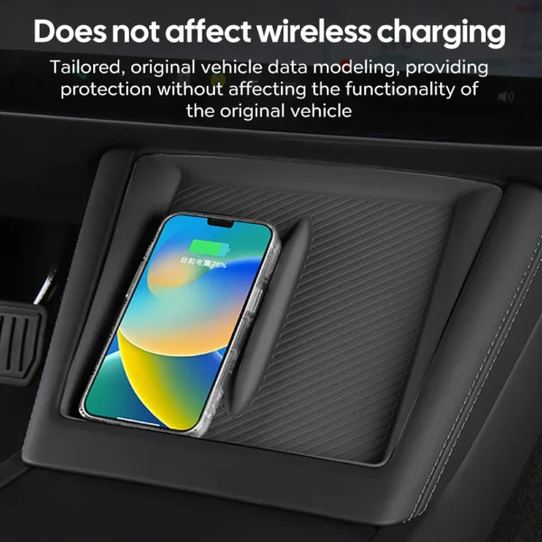 For TESLA Model Y Juniper Launch 2025 Model 3 2024 Highland Wireless Charging Silicone Pad Cover Center Control Bottom Mat - Image 4