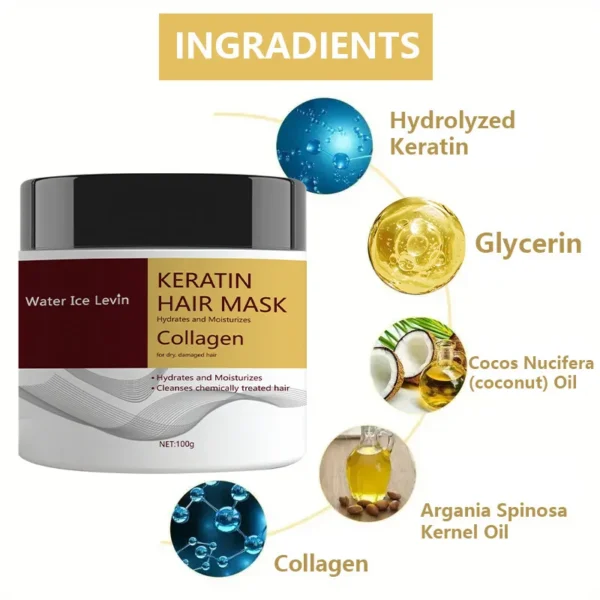 Miracle Hair Mask, Collagen, Keratin - Coconut Oil Deep Hair Care - Powerful Moisturizing and Hydrating - Repair Small, Sparse, Fragrile, Dry and Damaged Hair - Image 2