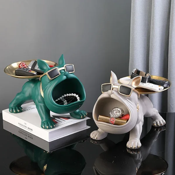 Resin Dog Statue Bulldog Statue Storage Tray Animal Decoration Resin Craft Art Sculpture Statue Dog Sculpture Home Decoration - Image 6