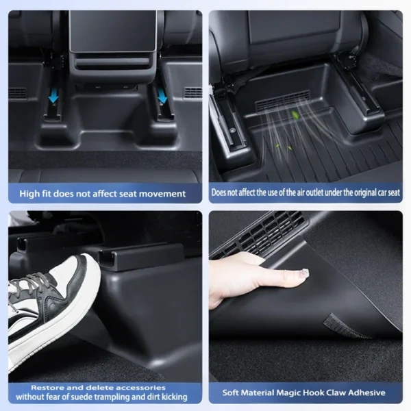 Underseat Original Flocking Anti-kick Protector Pad For Tesla Model Y Juniper 2025 2026 Under Seat Corner Guard Trim Accessories - Image 6
