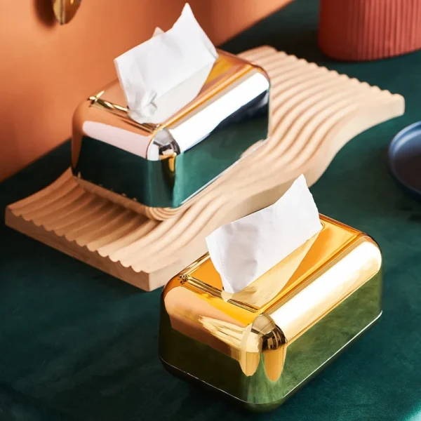 Fashionable Luxury Gold Tissue Box Series Storage Napkin Holder Paper Box Decoration Desktop Tissue Holder Kitchen Tissue Box - Image 6